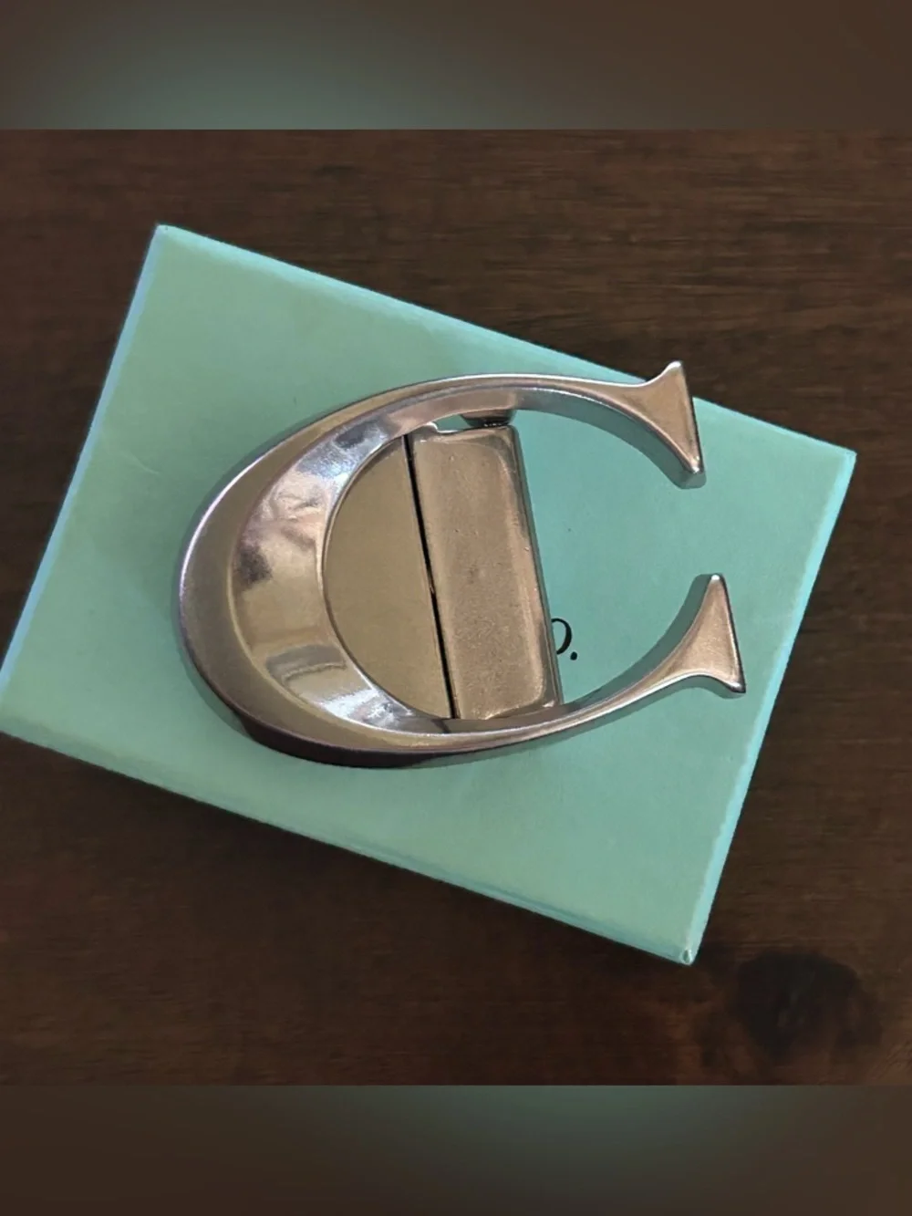 Coach Sculpted Signature Belt Buckle Silver